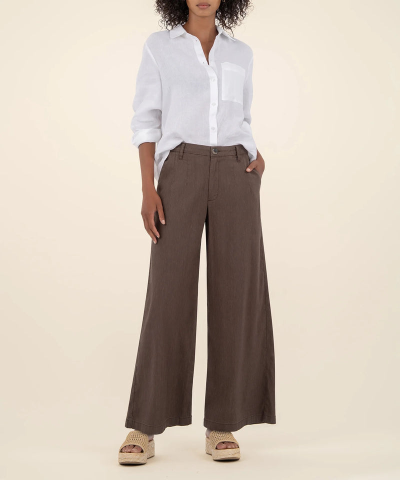 Ryan High Rise Linen Trousers - Chocolate