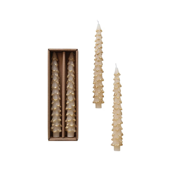 Tree Shaped Taper Candles - Cream