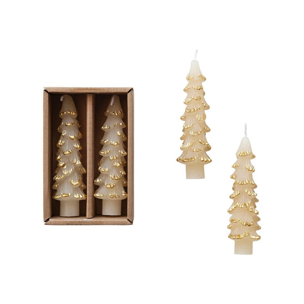Tree Shaped Taper Candles - Cream