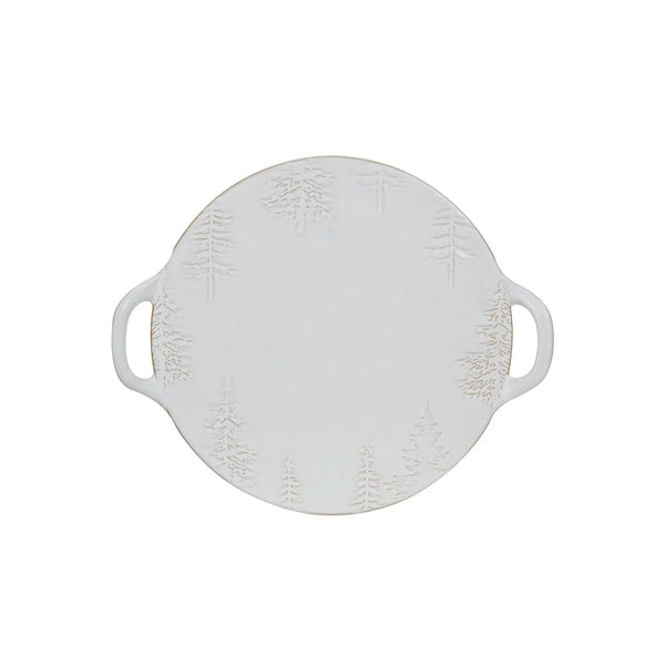 Embossed Cream Stoneware Serving Platter