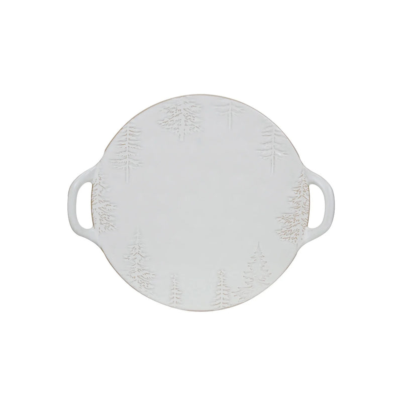 Embossed Cream Stoneware Serving Platter