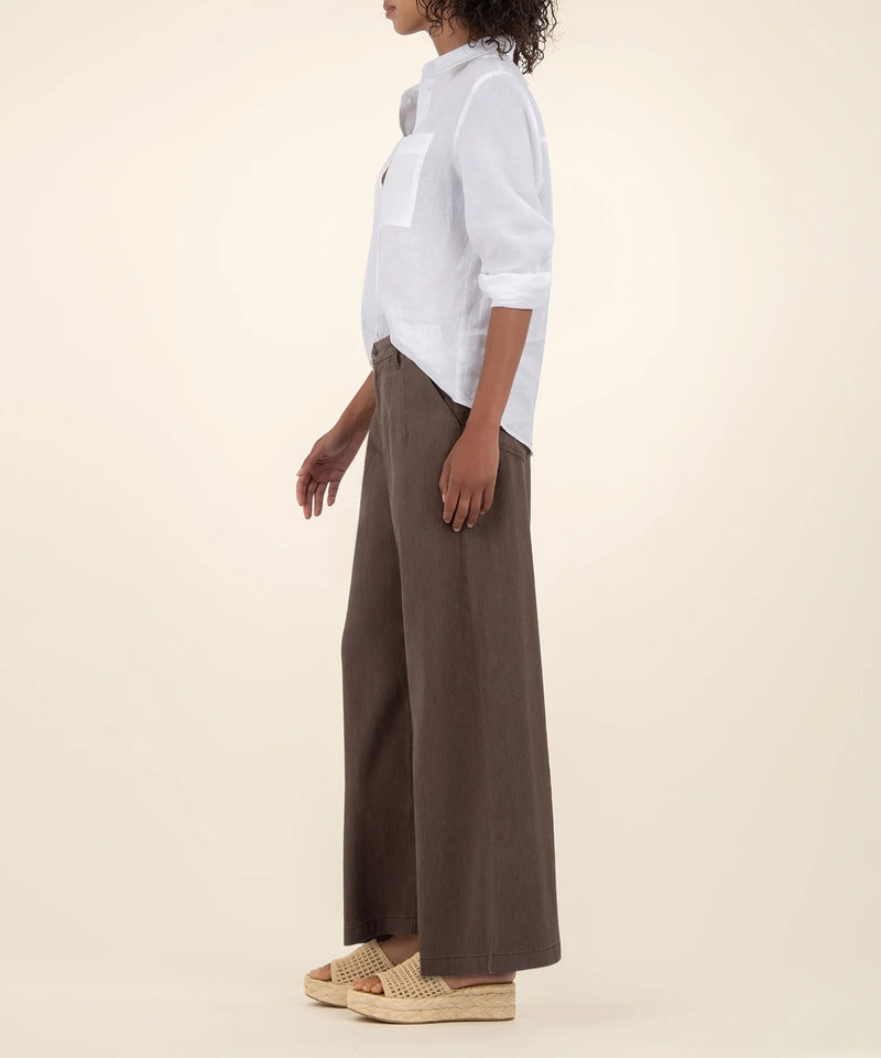 Ryan High Rise Linen Trousers - Chocolate