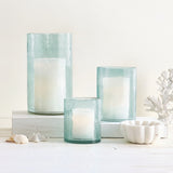 Blue Hammered Glass Hurricane - Large