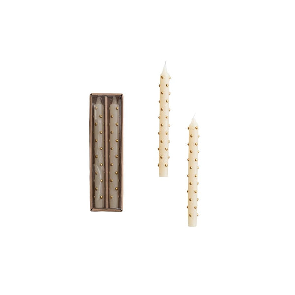 Unscented Taper Candles with Gold Dots
