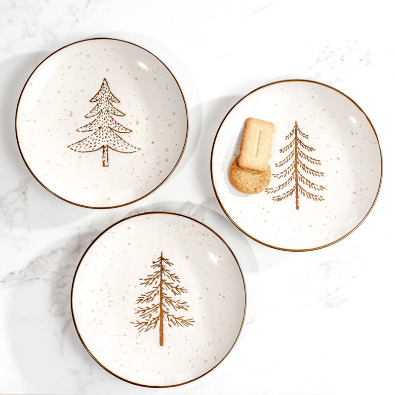 Stoneware Gold Tree Plates