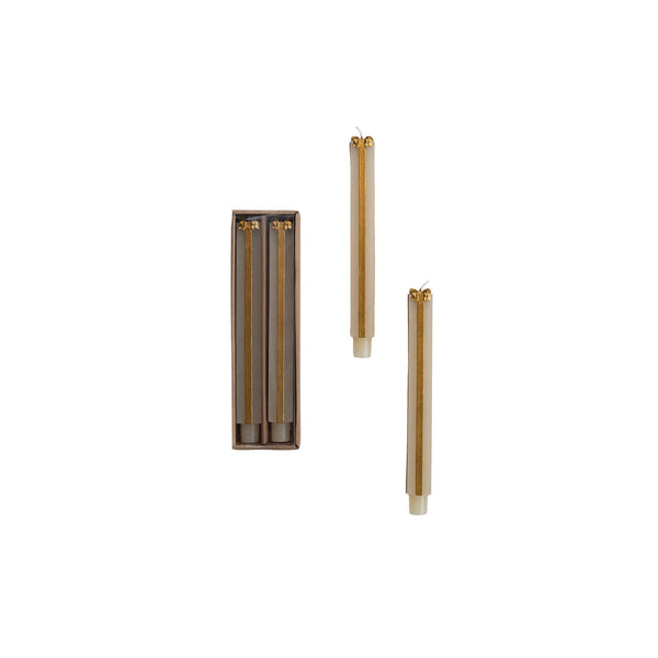 Unscented Taper Candles with Gold Draping Bows