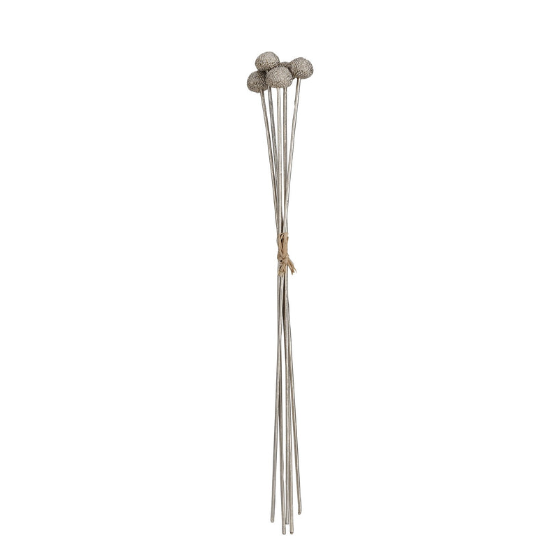 Silver Button Faux Flower Stems