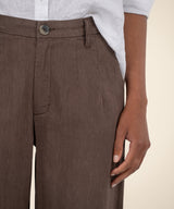 Ryan High Rise Linen Trousers - Chocolate