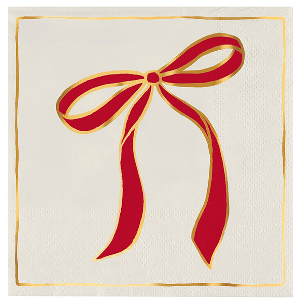 Red Bow Cocktail Napkin