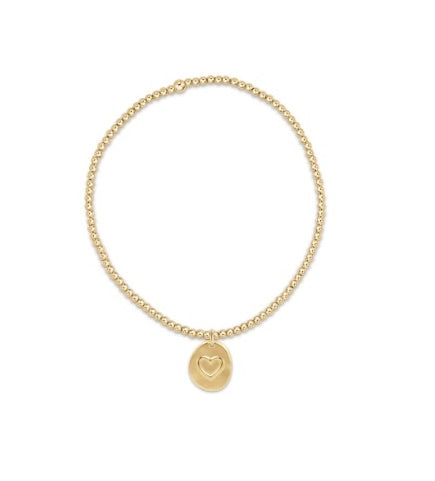 Class Gold 2mm Bead Bracelet - Small Inspire Love Charm