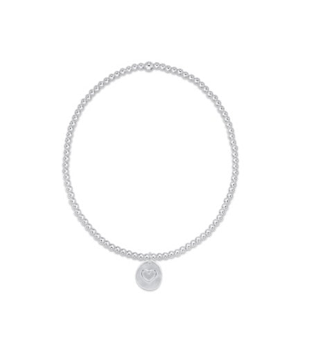 Class Sterling 2mm Bead Bracelet - Small Inspire Love Charm