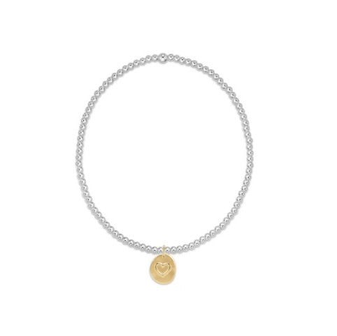 Class Sterling Mixed Metal 2mm Bead Bracelet - Small Inspire Love Charm