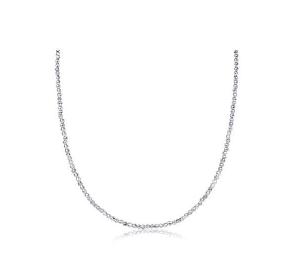 15" Choker Bright Silver Faceted Hematite 2mm Necklace