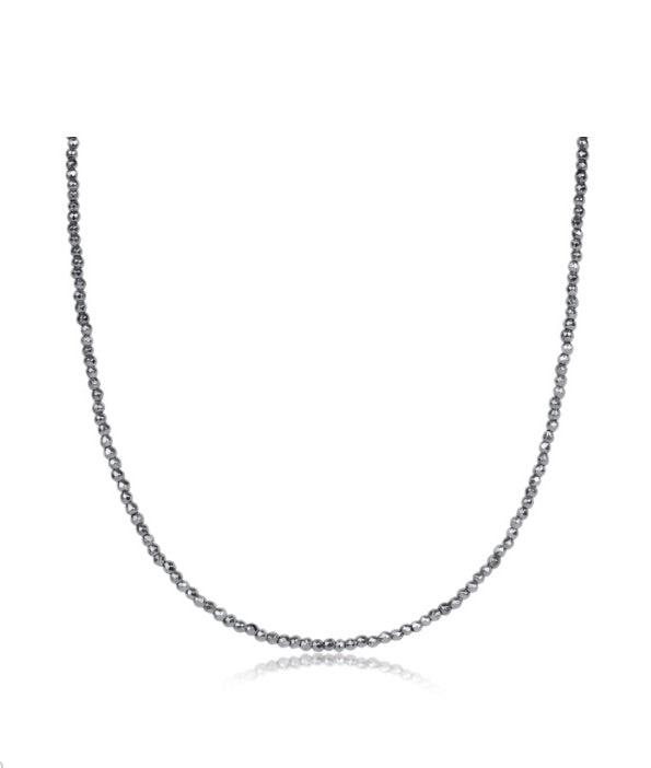 15" Choker  Silver Faceted Hematite 2mm Necklace