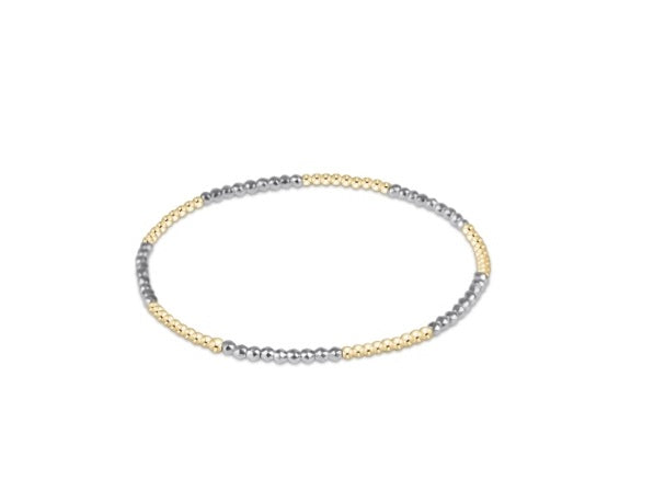 Blissful Pattern 2mm Bead Bracelet - Bright Silver Faceted