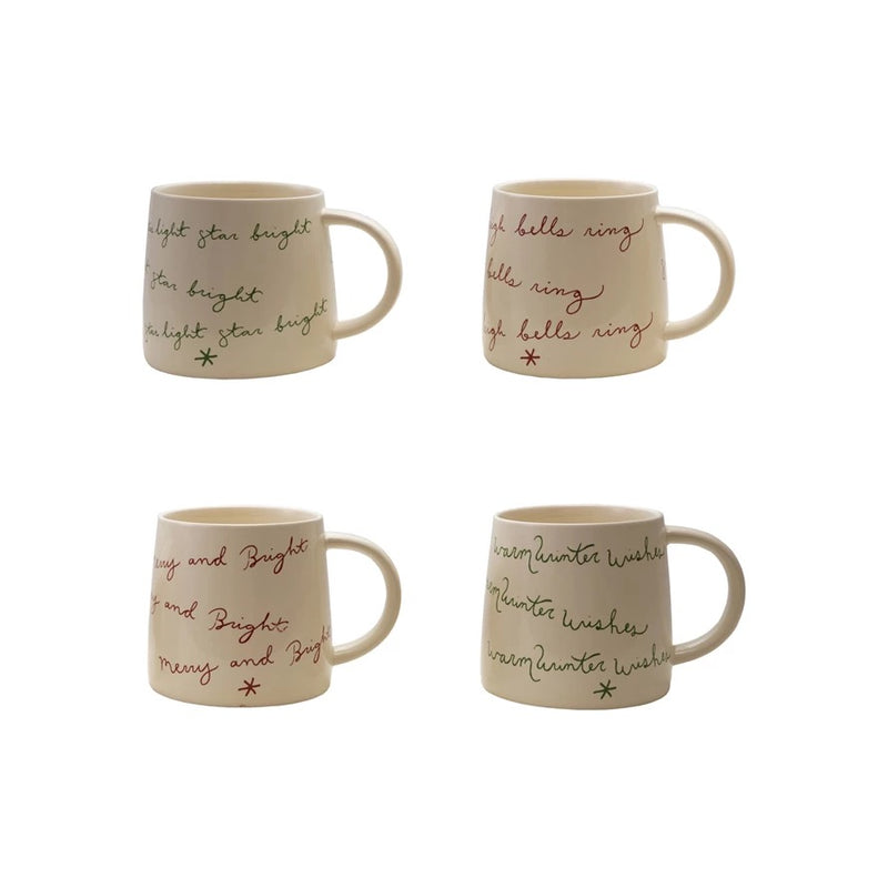Cream Stoneware Mug - Four Sayings