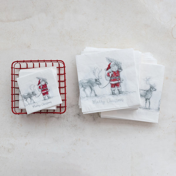 Black + White Reindeer Napkins
