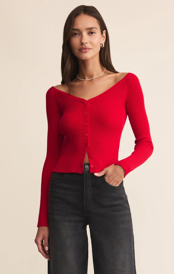 Jovy Sweater Top - Festive Red