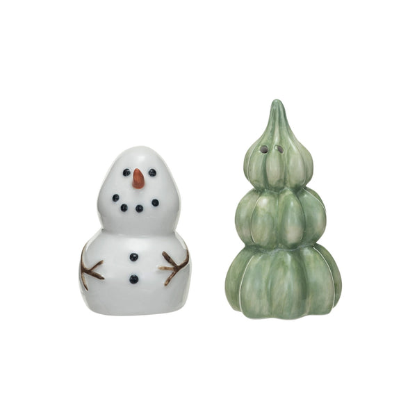 Snowman + Tree Salt + Pepper Shakers