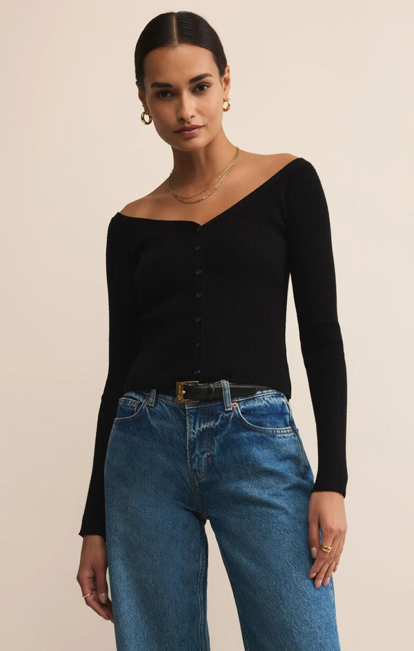 Jovy Sweater Top - Black