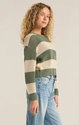 Broadbeach Stripe Sweater - Palm Green