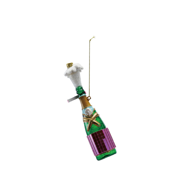 Champagne Bottle Glass Ornament