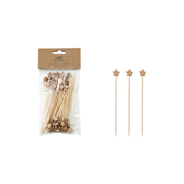 Bamboo Single Use Toothpicks - Gold Star