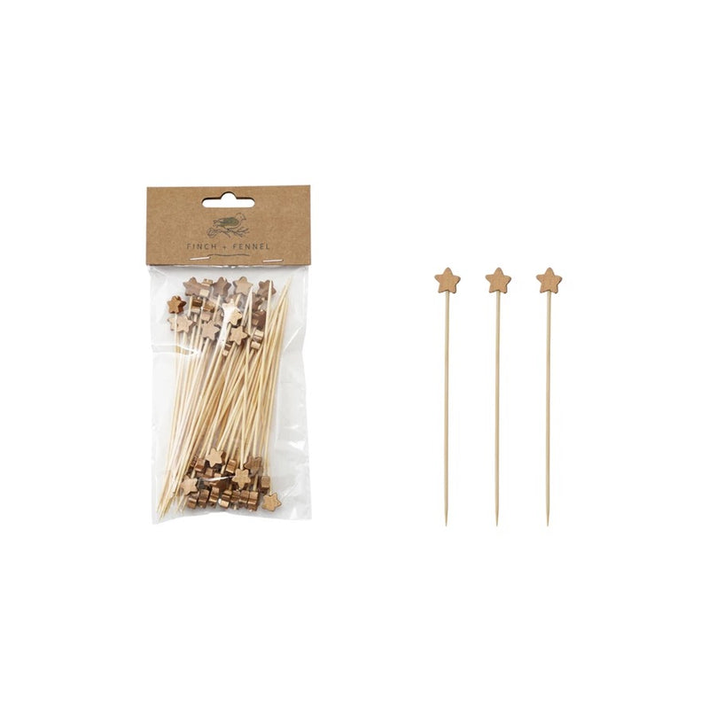 Bamboo Single Use Toothpicks - Gold Star