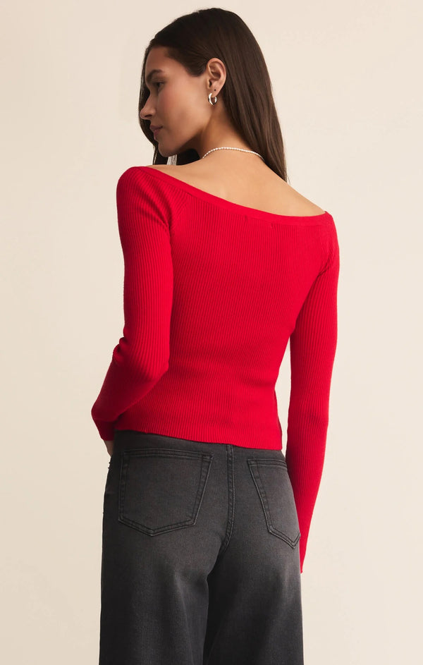 Jovy Sweater Top - Festive Red