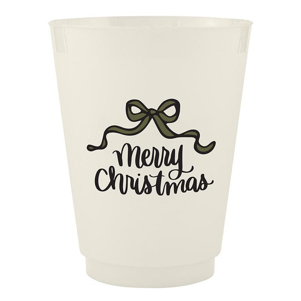 Merry Christmas Bow Frost Cups - Set of Eight