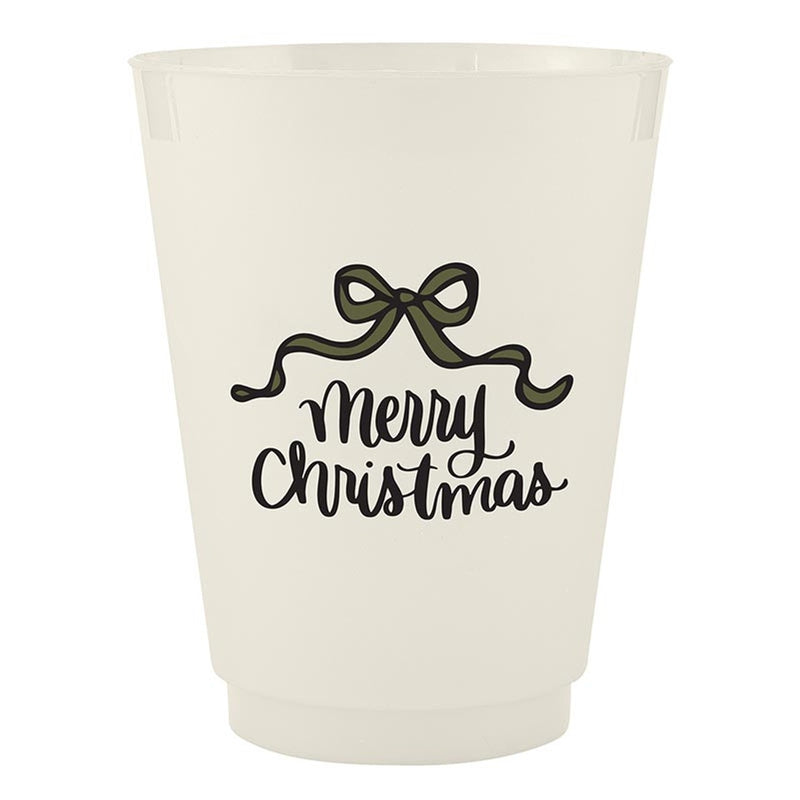Merry Christmas Bow Frost Cups - Set of Eight