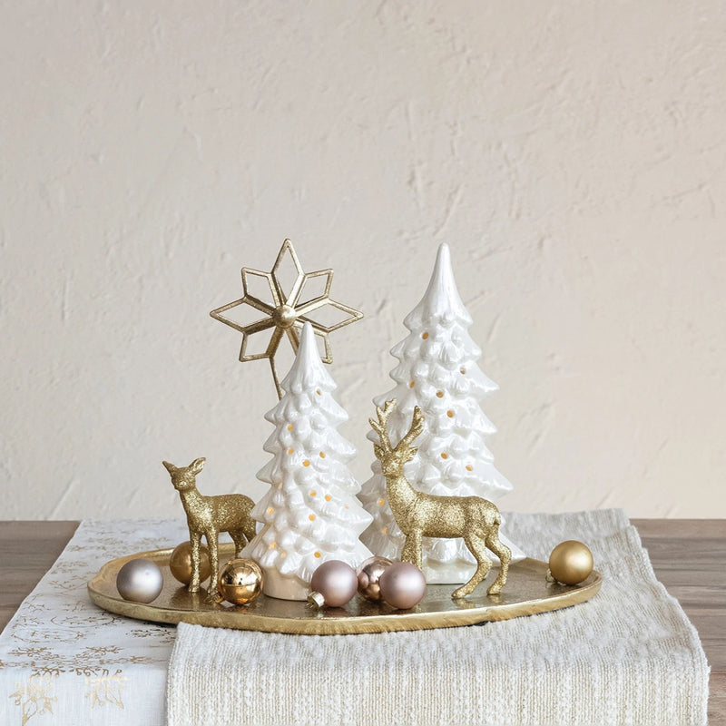 White Stoneware LED Trees