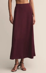 Northpointe Satin Midi Skirt - Merlot
