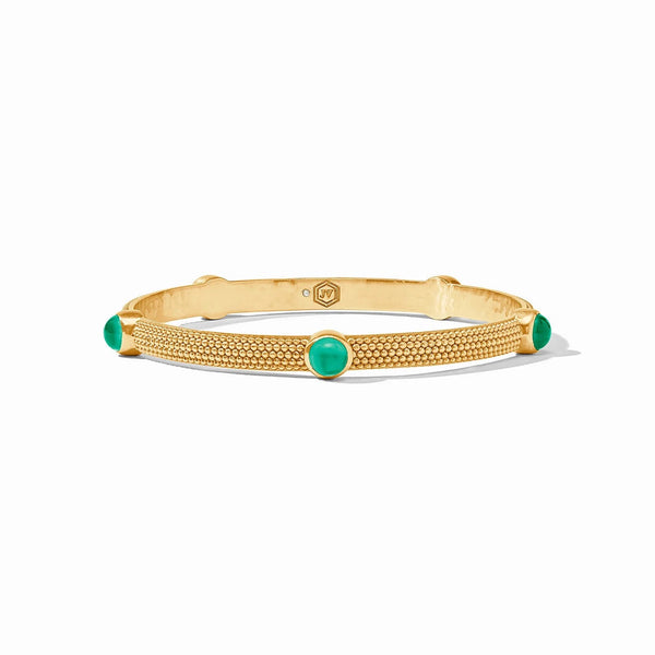 Cabochon Gold Bangle - Emerald Green