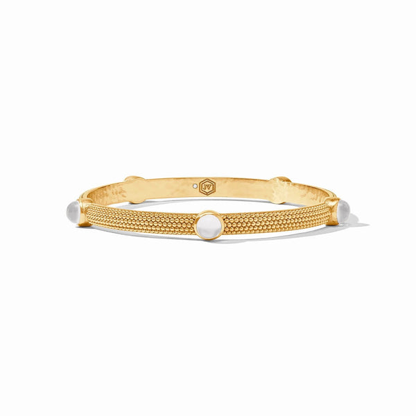 Cabochon Gold Bangle - Clear Crystal