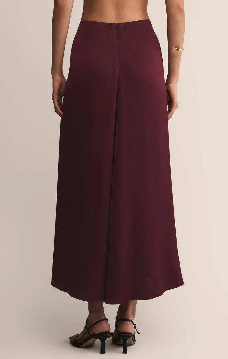 Northpointe Satin Midi Skirt - Merlot