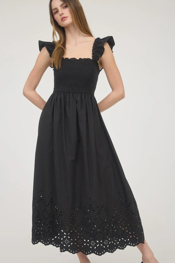 Lucia Eyelet Hem Midi Dress