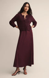 Northpointe Satin Midi Skirt - Merlot