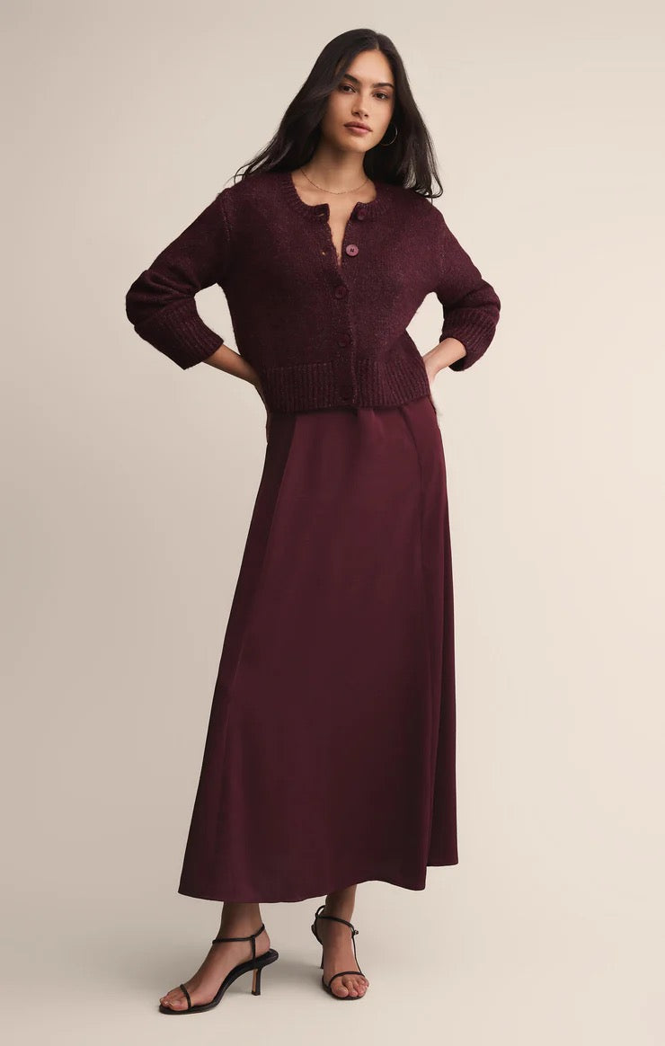 Northpointe Satin Midi Skirt - Merlot