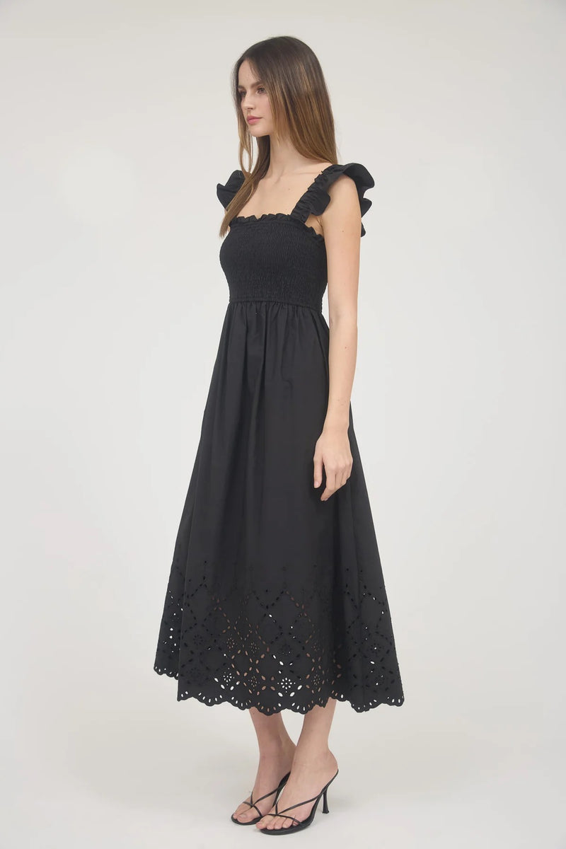 Lucia Eyelet Hem Midi Dress