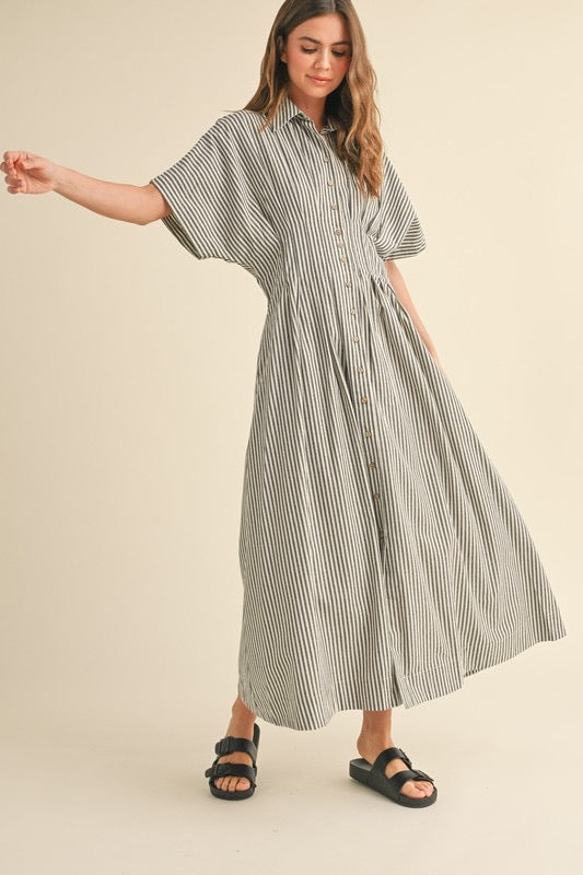 Eliza Striped Buttondown Shirt Dress