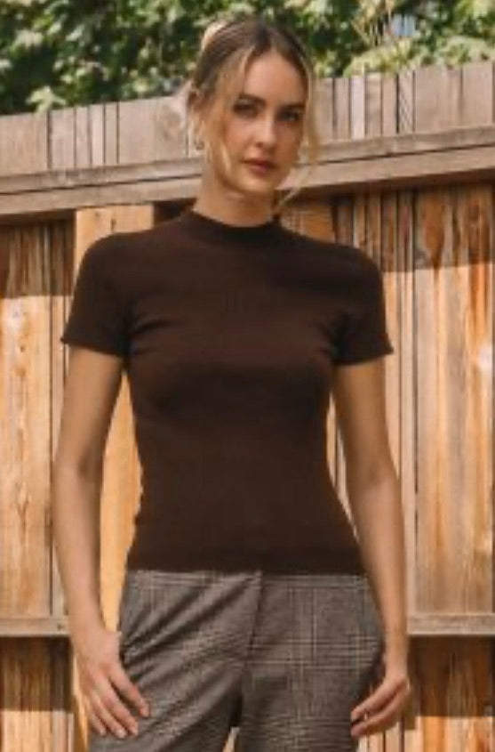 Soft Knit Sweater Top - Chocolate Brown