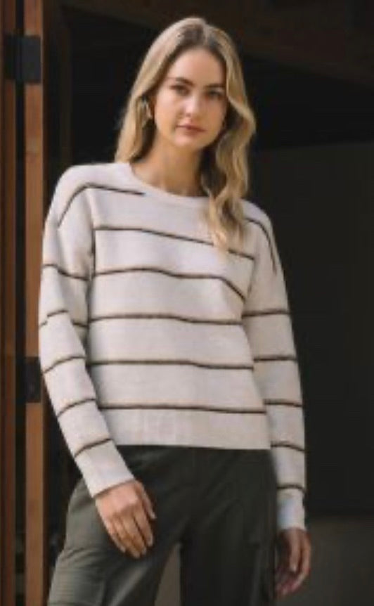 Crewneck Staple Sweater - Ivory + Camel