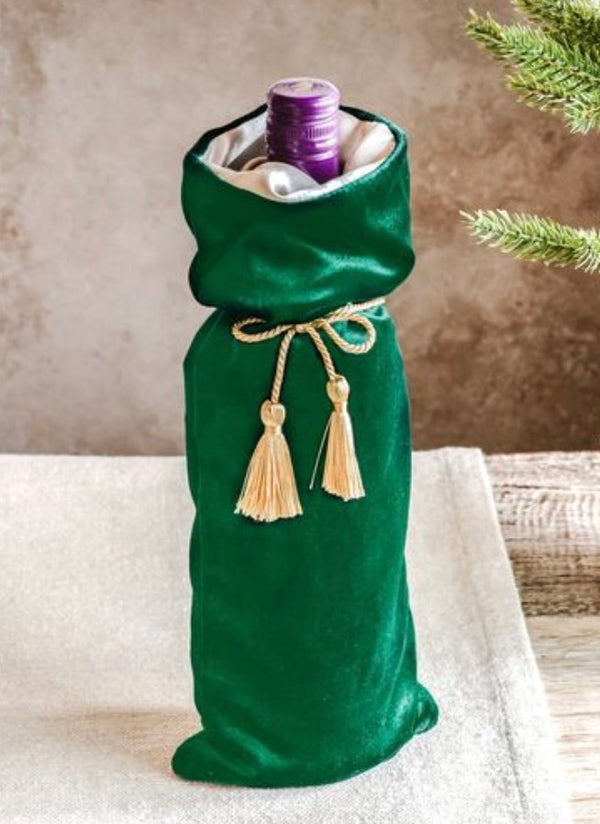 Emerald Velvet Wine Gift Bag