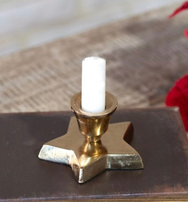 Gold Star Taper Candle Holder