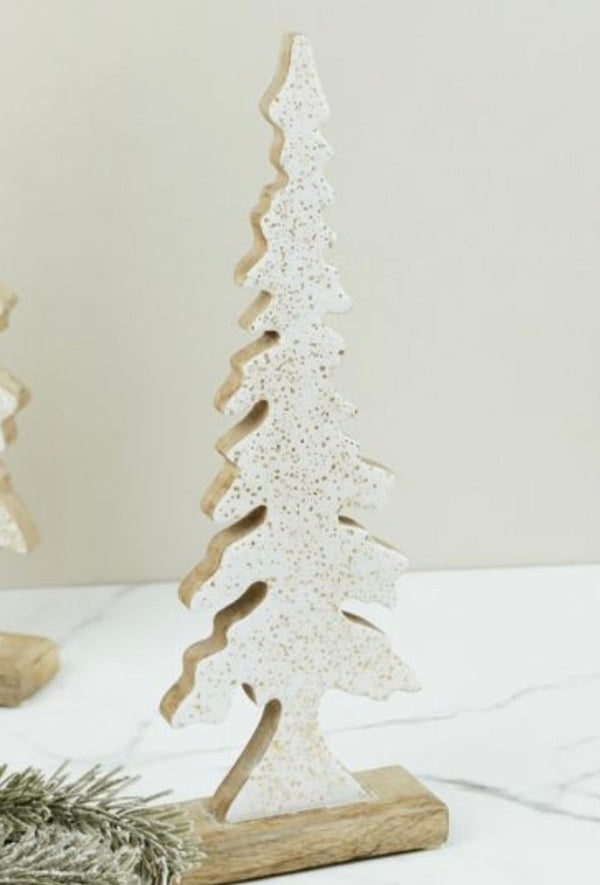 White + Gold Wood Trees