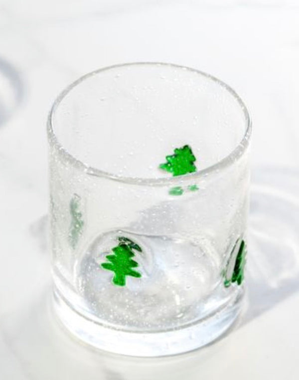 Christmas Tree Embossed Glass