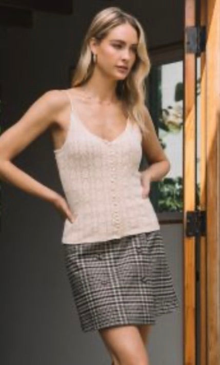 Cream Pointelle Knit Tank