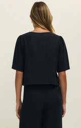 La Belle Linen Top - Black