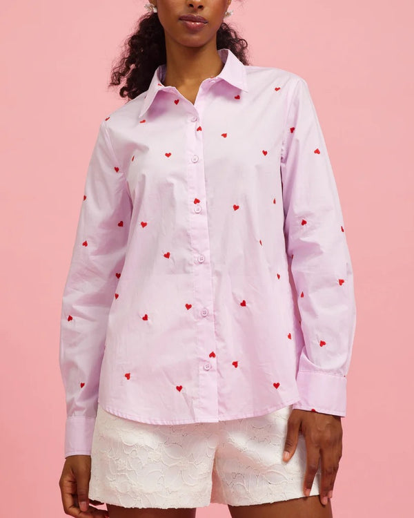 Poplin Heart Embroidered Shirt